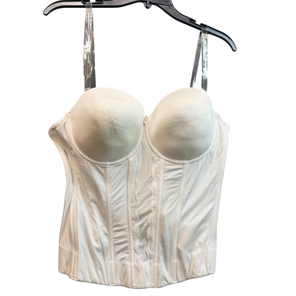 Galina‎ Bustier Bra Women 42D White Bridal Lace Victorian Corset Wedding Regency